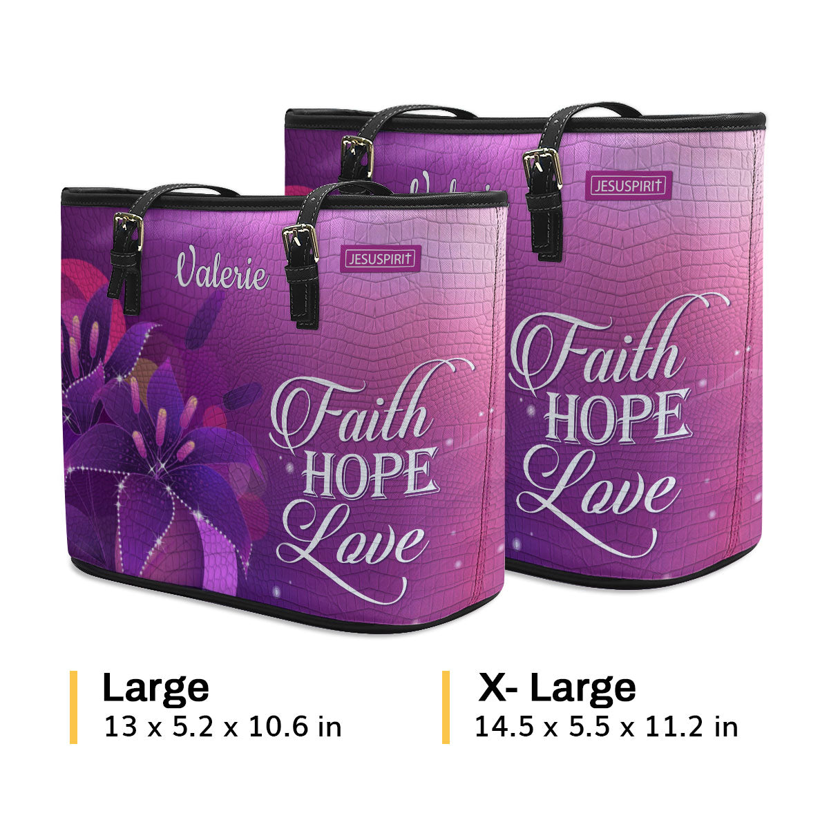 Faith, Hope, Love - Special Personalized Large Leather Tote Bag H07