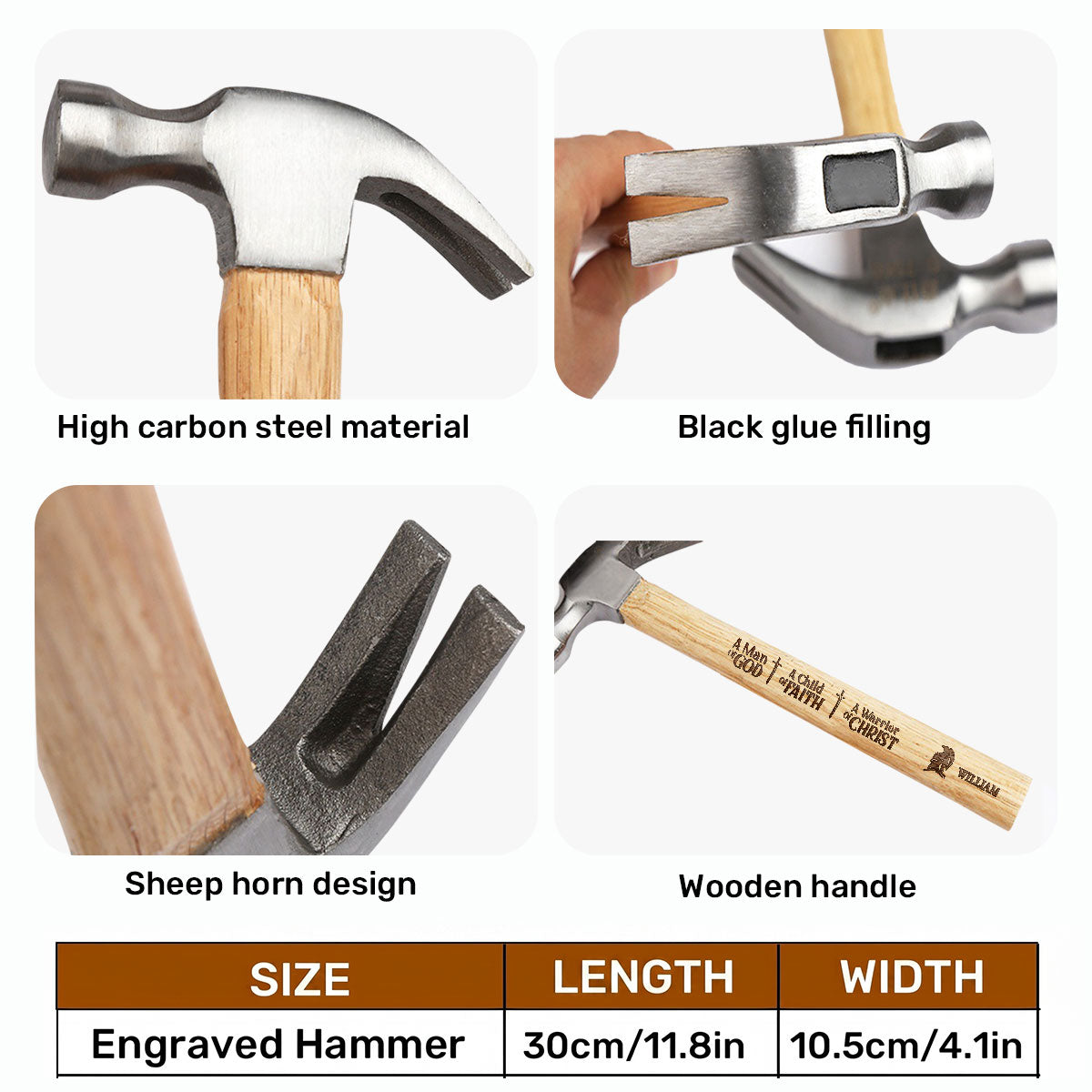 Brotherhood Faith Always | Personalized Wooden Hammer