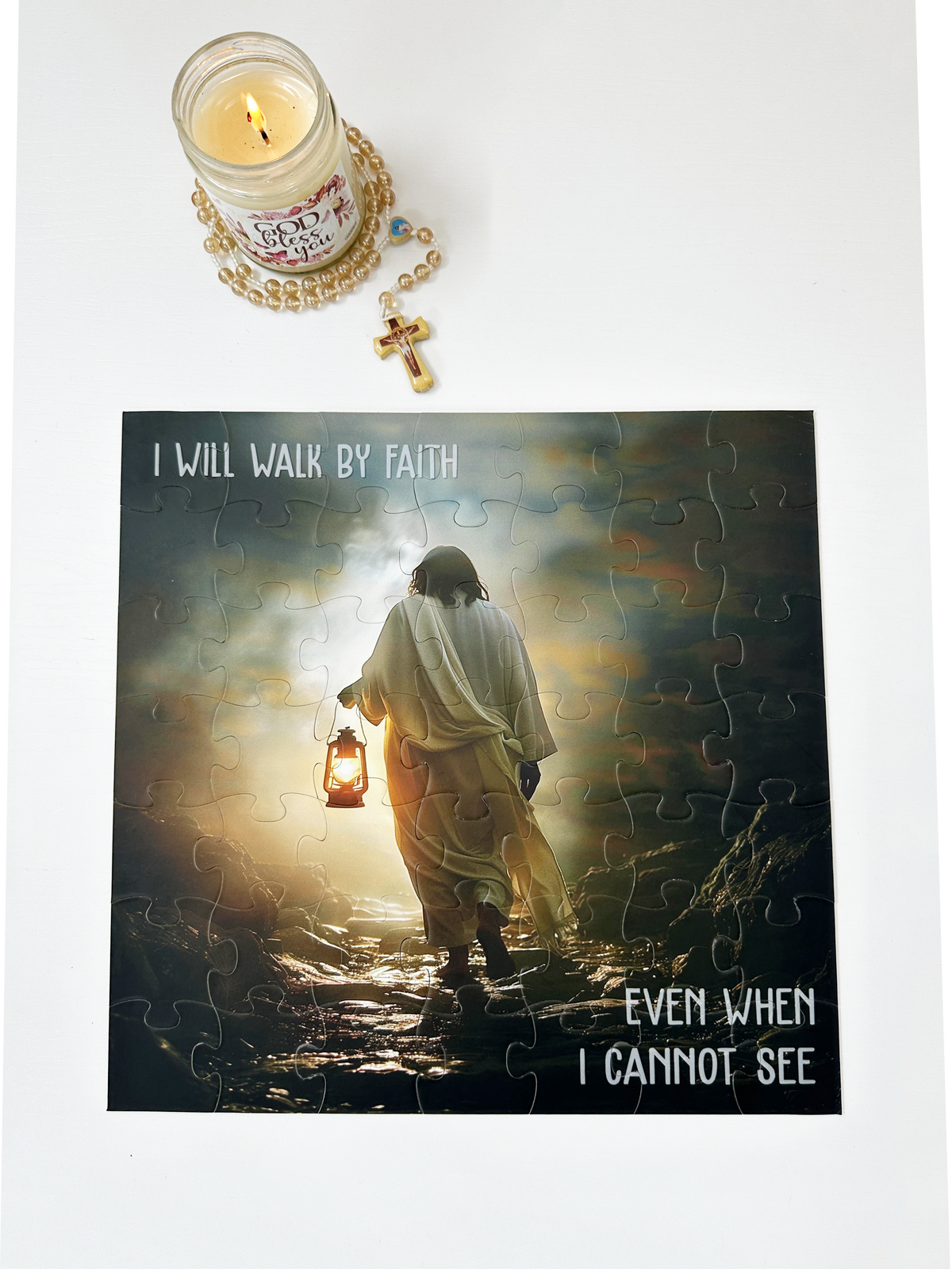 I Will Walk By Faith Even When I Cannot See | Square Jigsaw Puzzle JP134