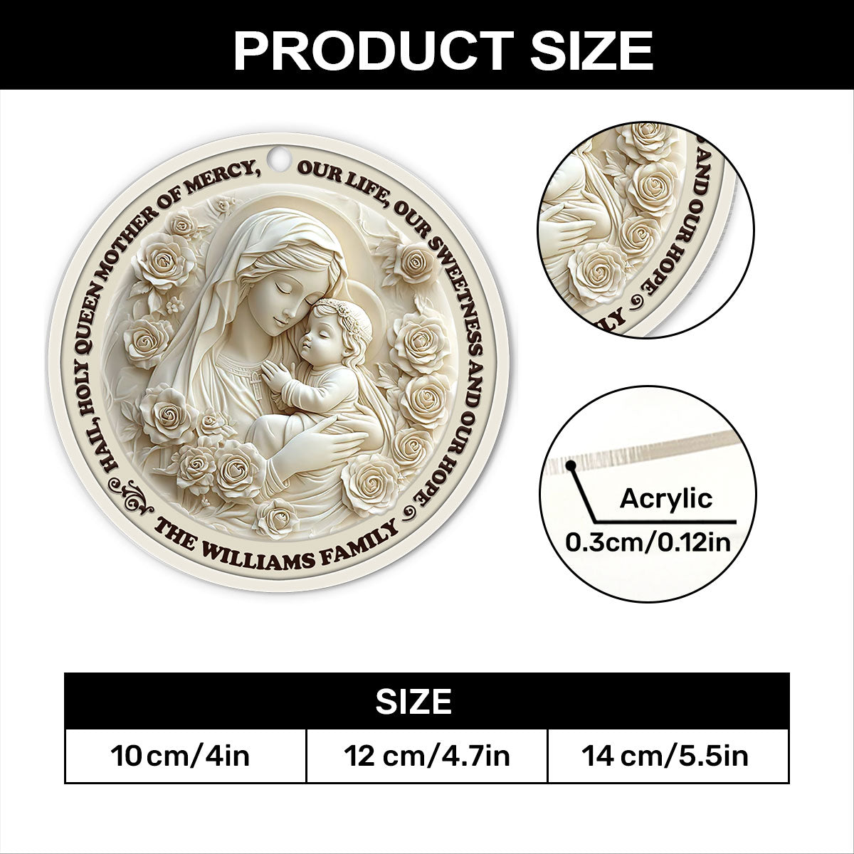 Hail Holy Queen | Personalized 1-Side Acrylic Ornament