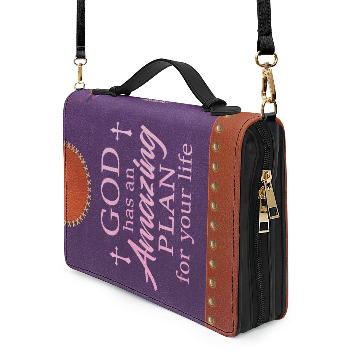 Jesuspirit | God Has An Amazing Plan For Your Life | Personalized Cross Bible Cover With Handle | Zippered Bible Carrying Case BCHN611