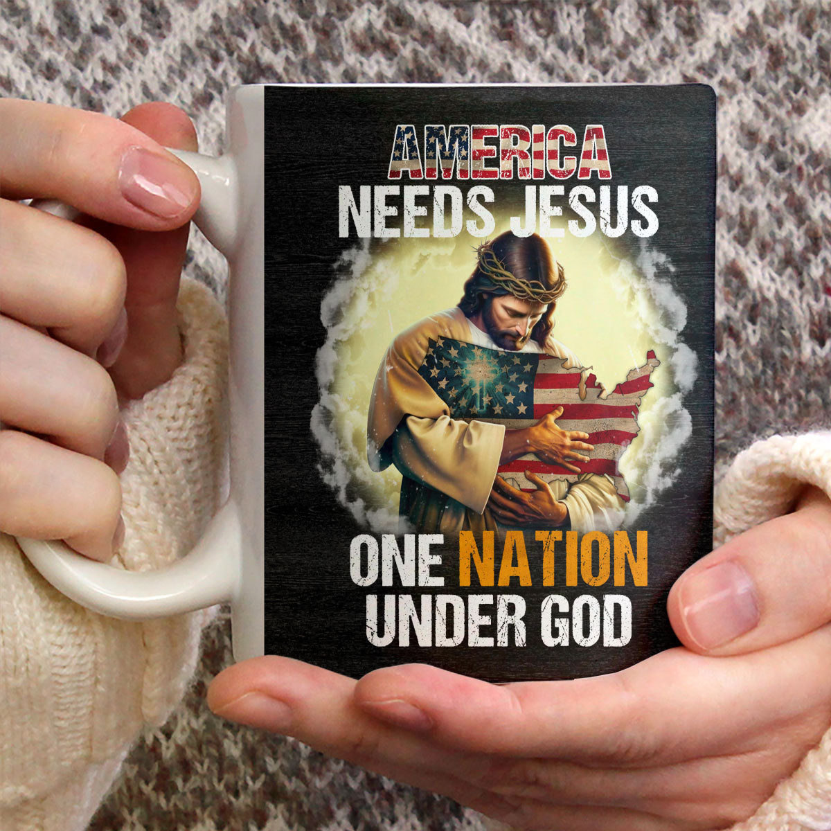 One Nation Under God - Awesome White Ceramic Mug CCMNAHN1007B