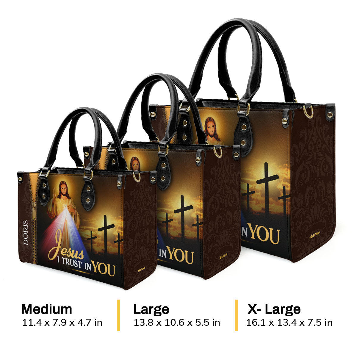 Jesus I Trust In You | Personalized Leather Handbag JSLHBTPA797M