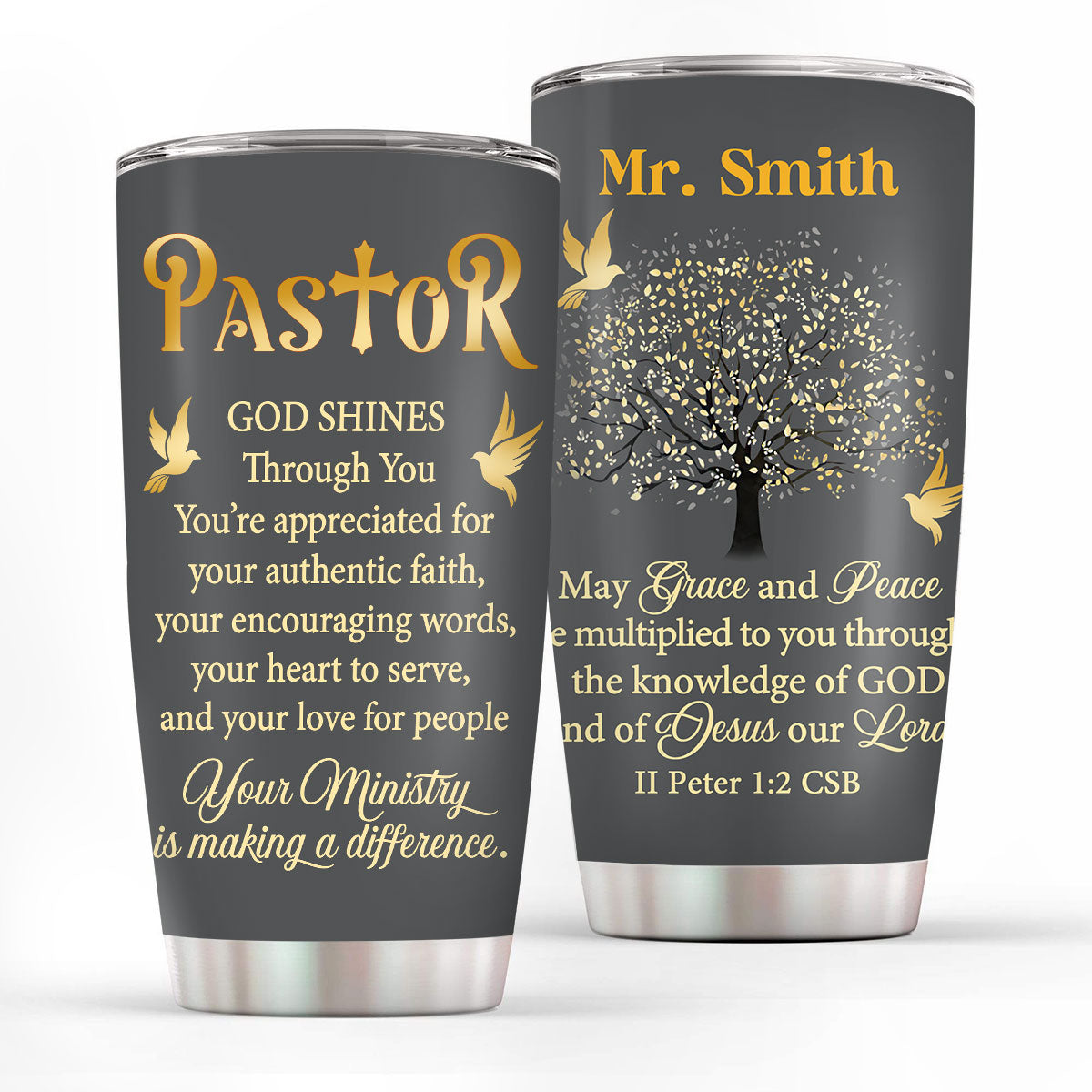 Jesuspirit | Christian Faith Gifts | Stainless Steel Tumbler | Grace And Peace SSTNAM1003B