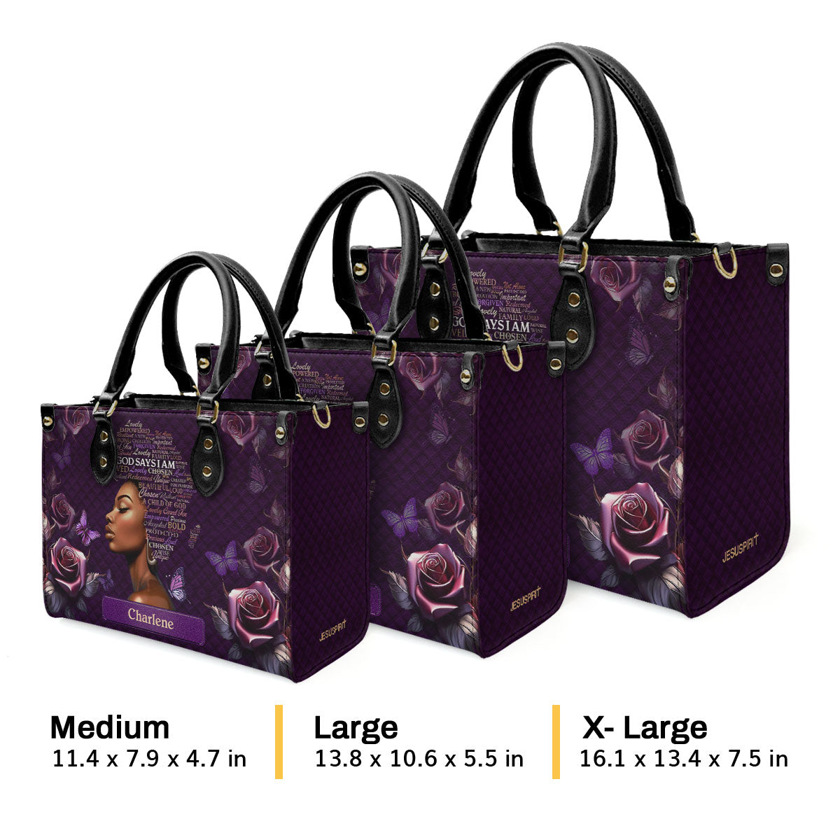 Jesuspirit | Personalized Leather Handbag With Zipper | Africa Map LHBM722A