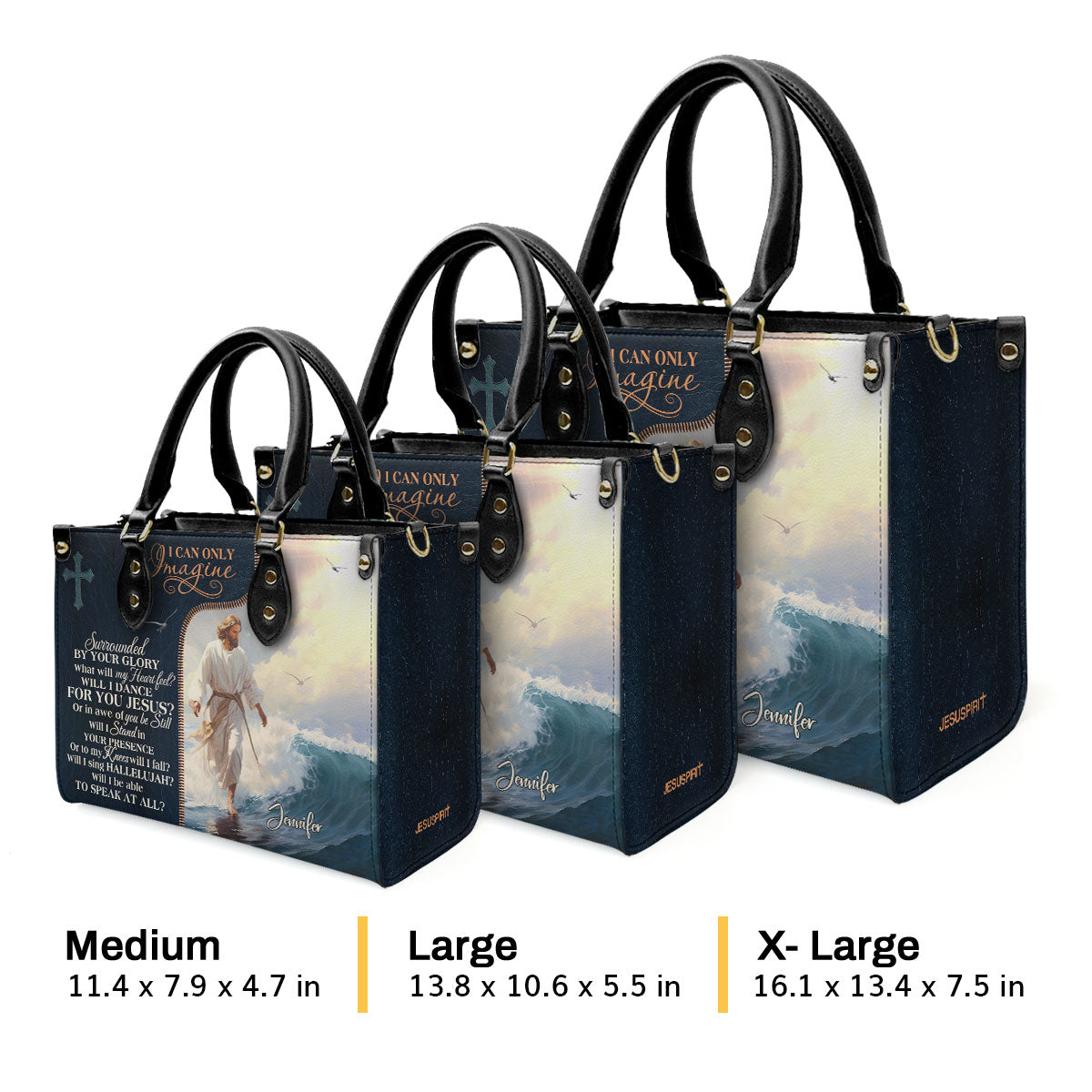 Jesuspirit | Personalized Leather Handbag With Zipper | Jesus I Can Only Imagine LHBM737