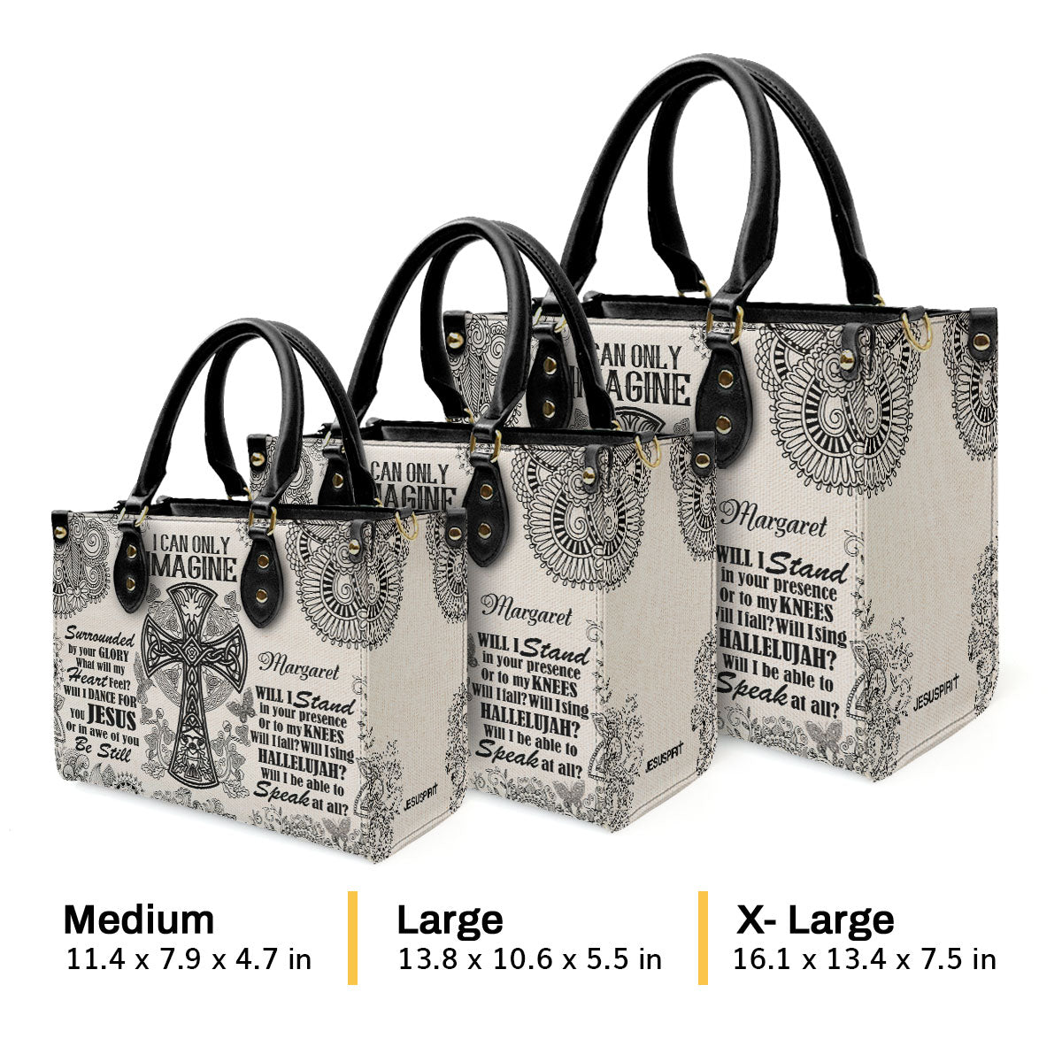 Jesuspirit | Personalized Leather Handbag With Zipper | I Can Only Imagine LHBM738