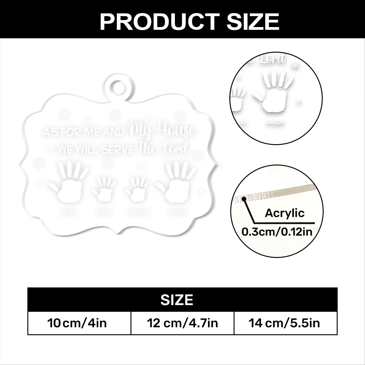 As For Me And My House Family Handprints | Personalized 1-Side Acrylic Ornament JSACOHLPA2631TA