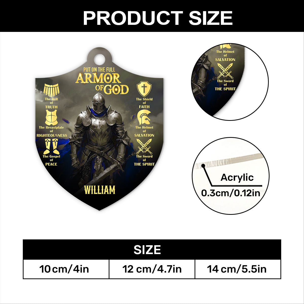 Put On The Full Armor Of God | Personalized 1-Side Acrylic Ornament JSACOHLTN1747L