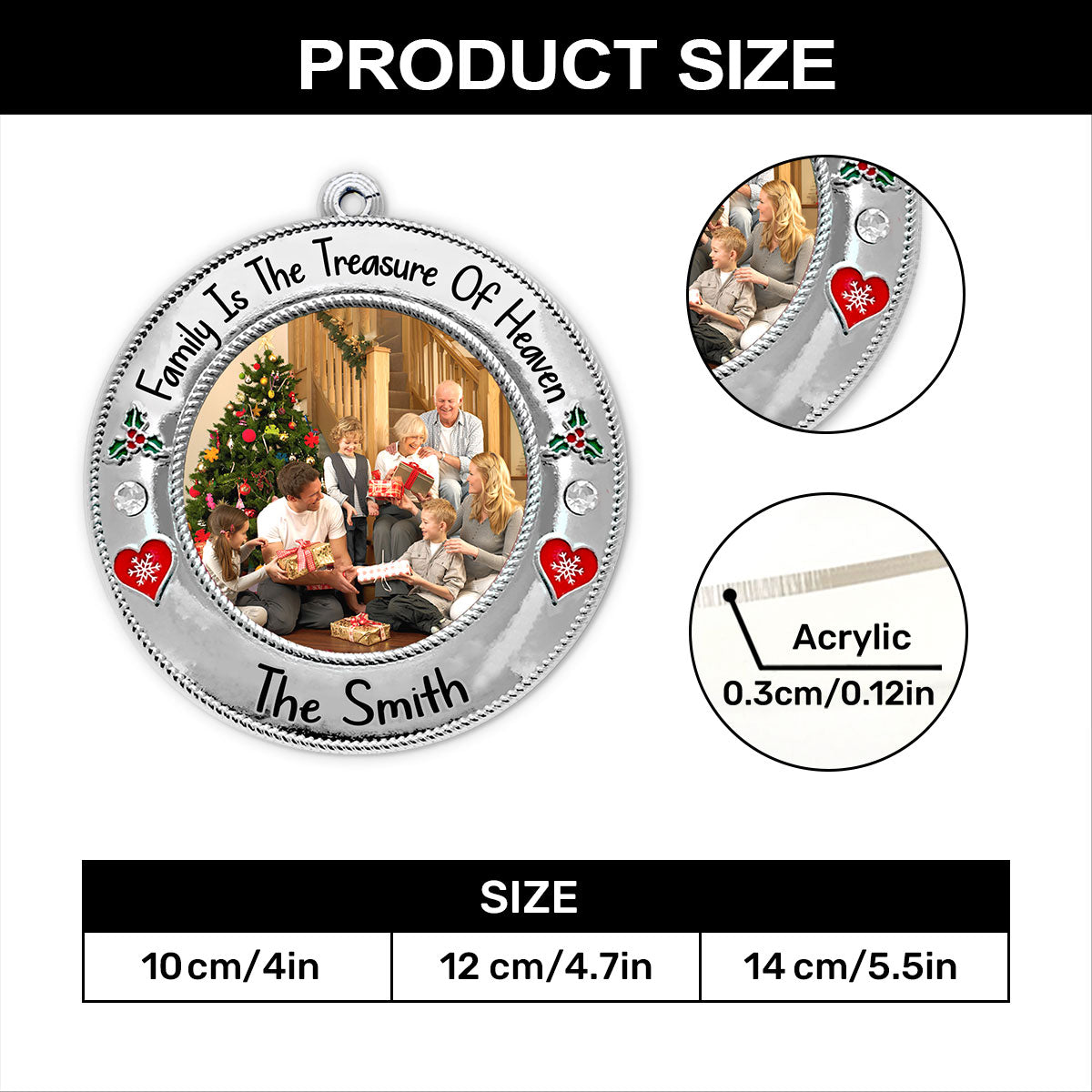 Family Is The Treasure Of Heaven | Personalized 1-Side Acrylic Ornament JSACOPN2610L