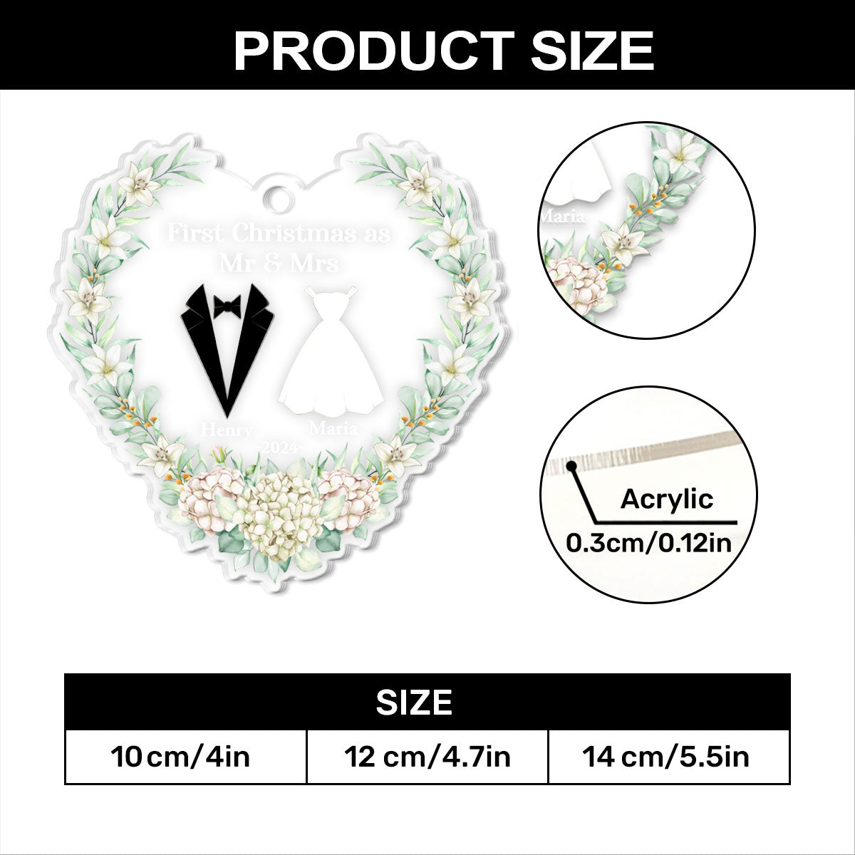 First Christmas as Mr & Mrs | Personalized 1-Side Acrylic Ornament JSACOPT2506L