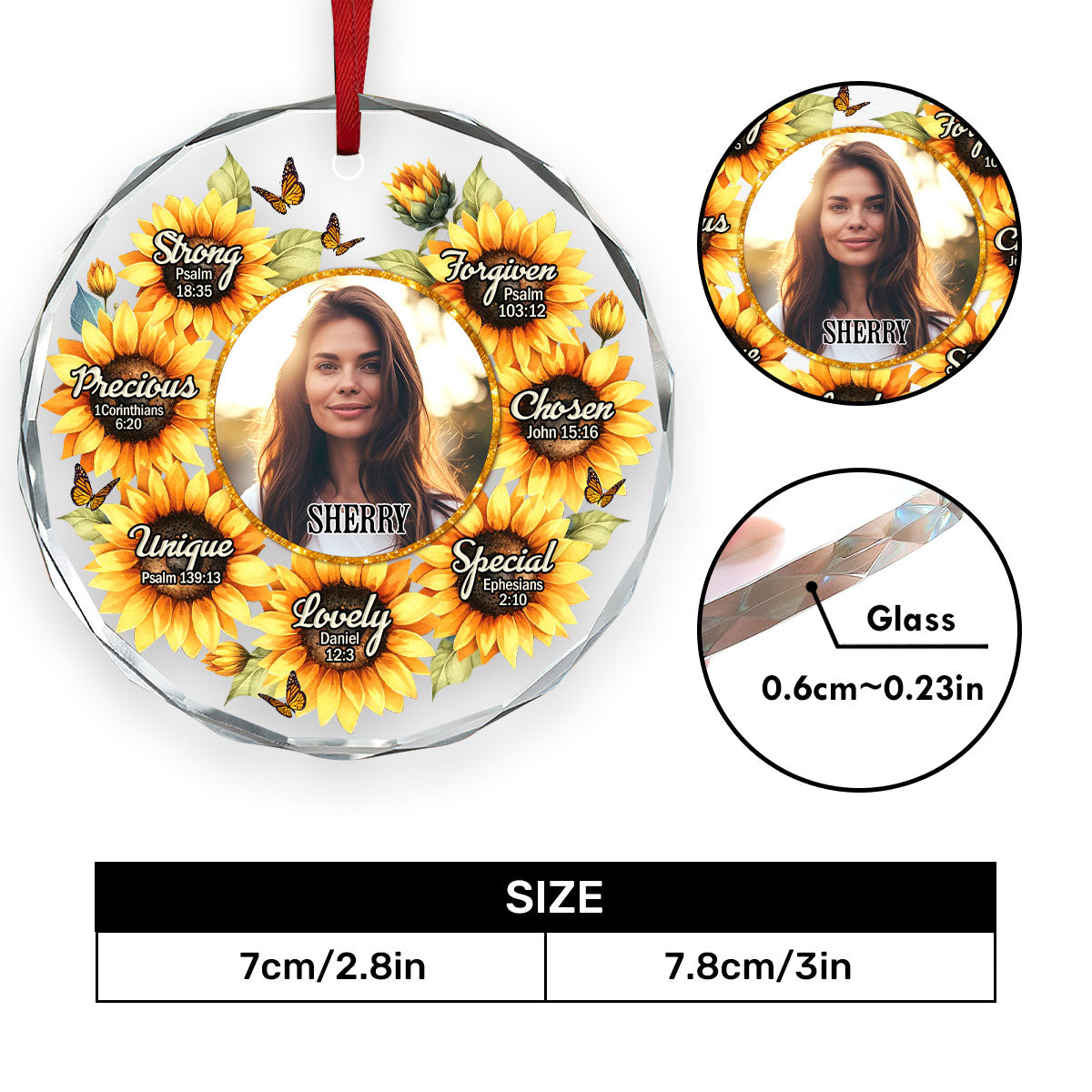 God Says I Am | Personalized 1-Side Round Glass Ornament JSURGOPPH1702L