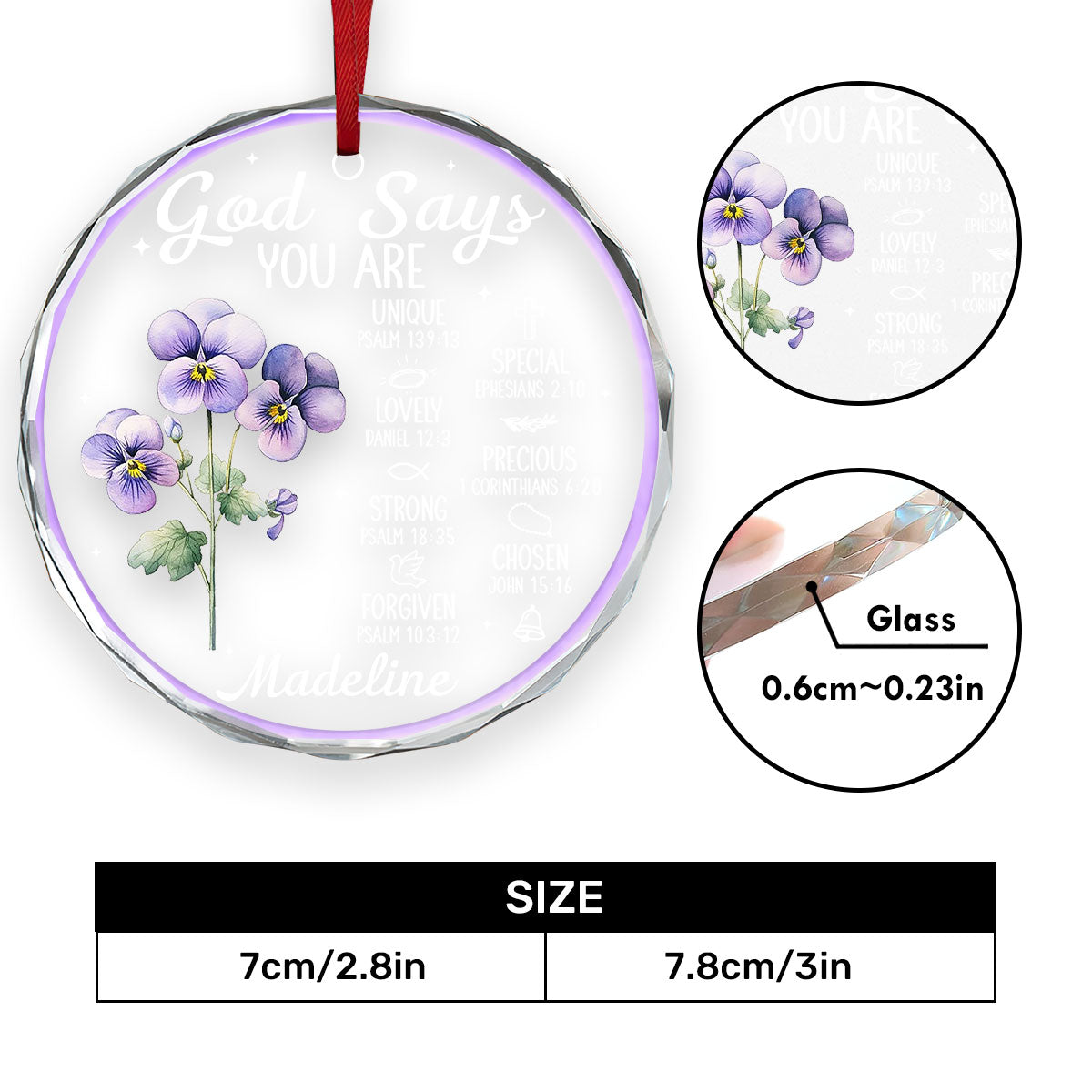God Says You Are | Personalized 1-Side Round Glass Ornament JSURGOPPN2731D