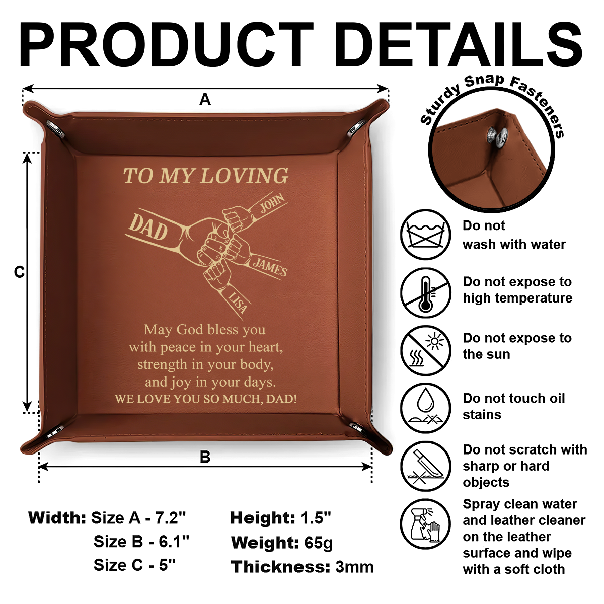 To My Loving Dad | Personalized Leather Valet Tray