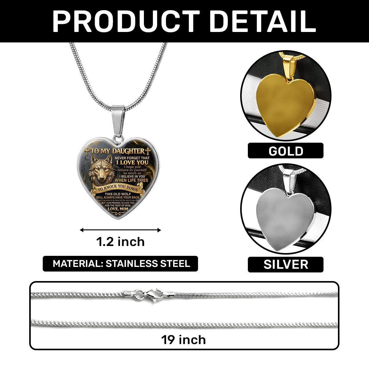 Never Forget That I Love You Gift For Daughter, Granddaughter | Personalized Heart Necklace