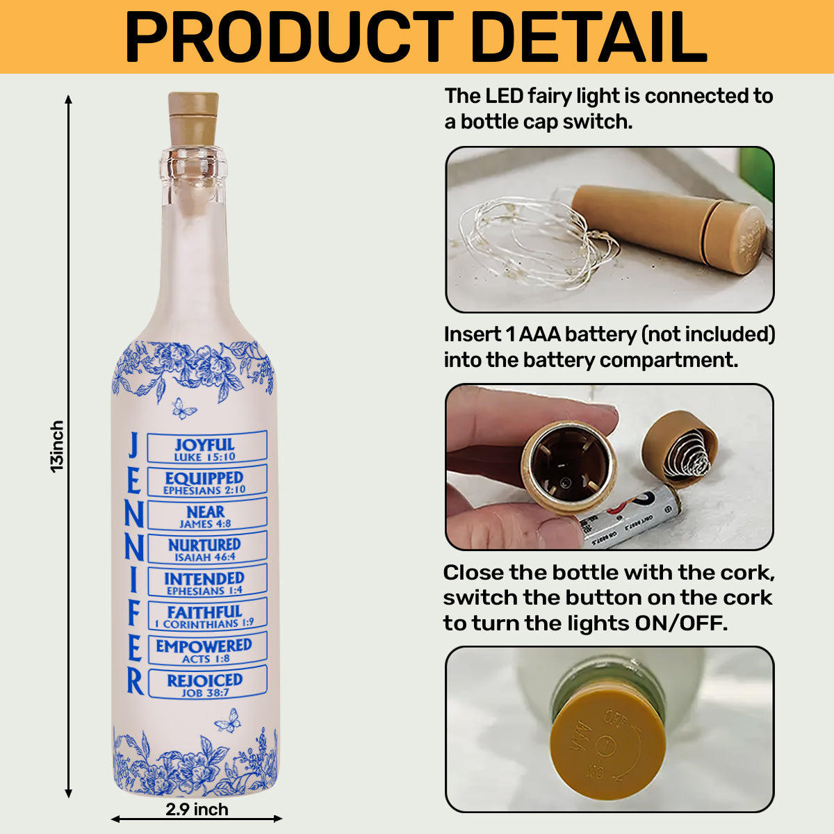 God Says I Am | Personalized Bottle Lamp