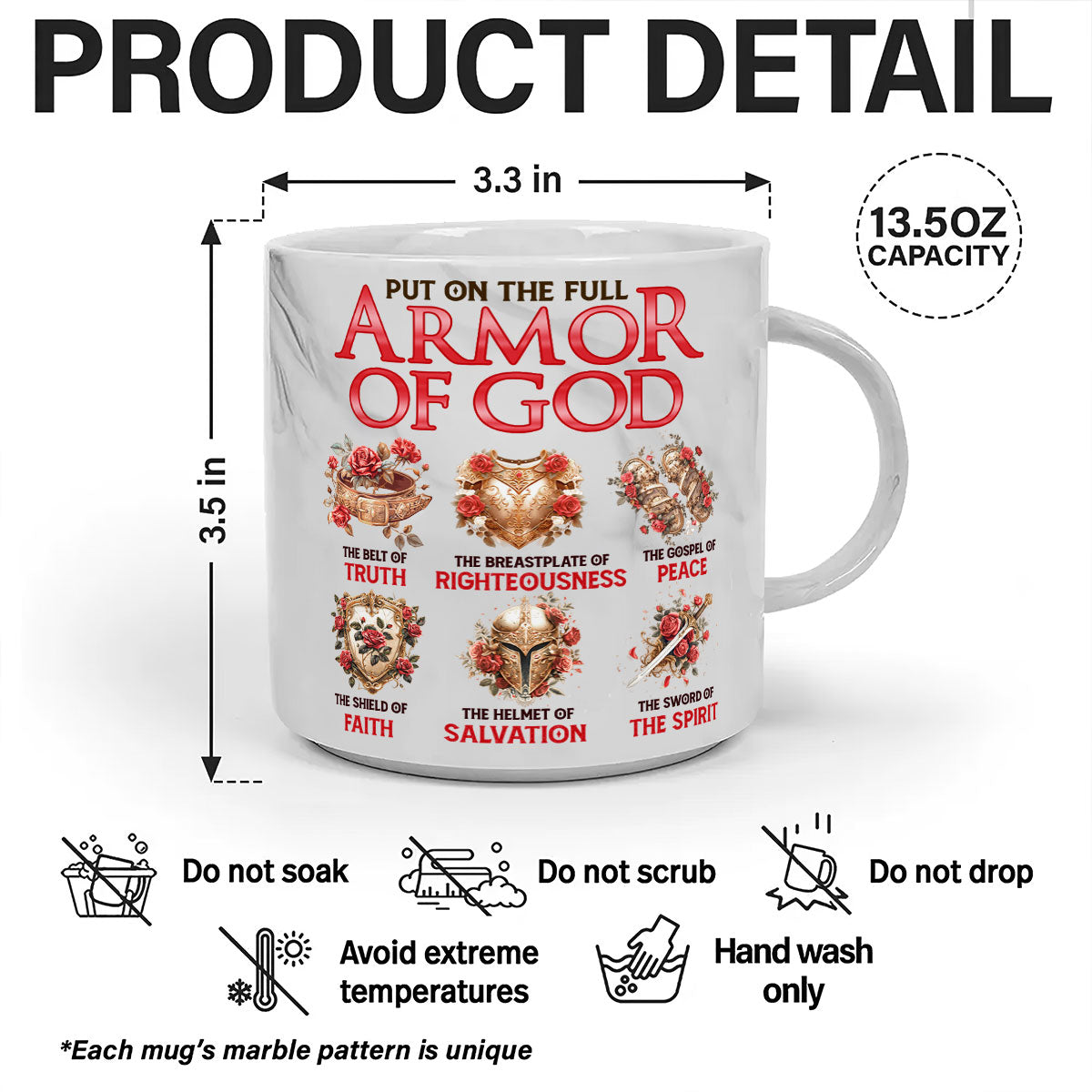 Put On The Full Armor Of God | Personalized Marble Mug