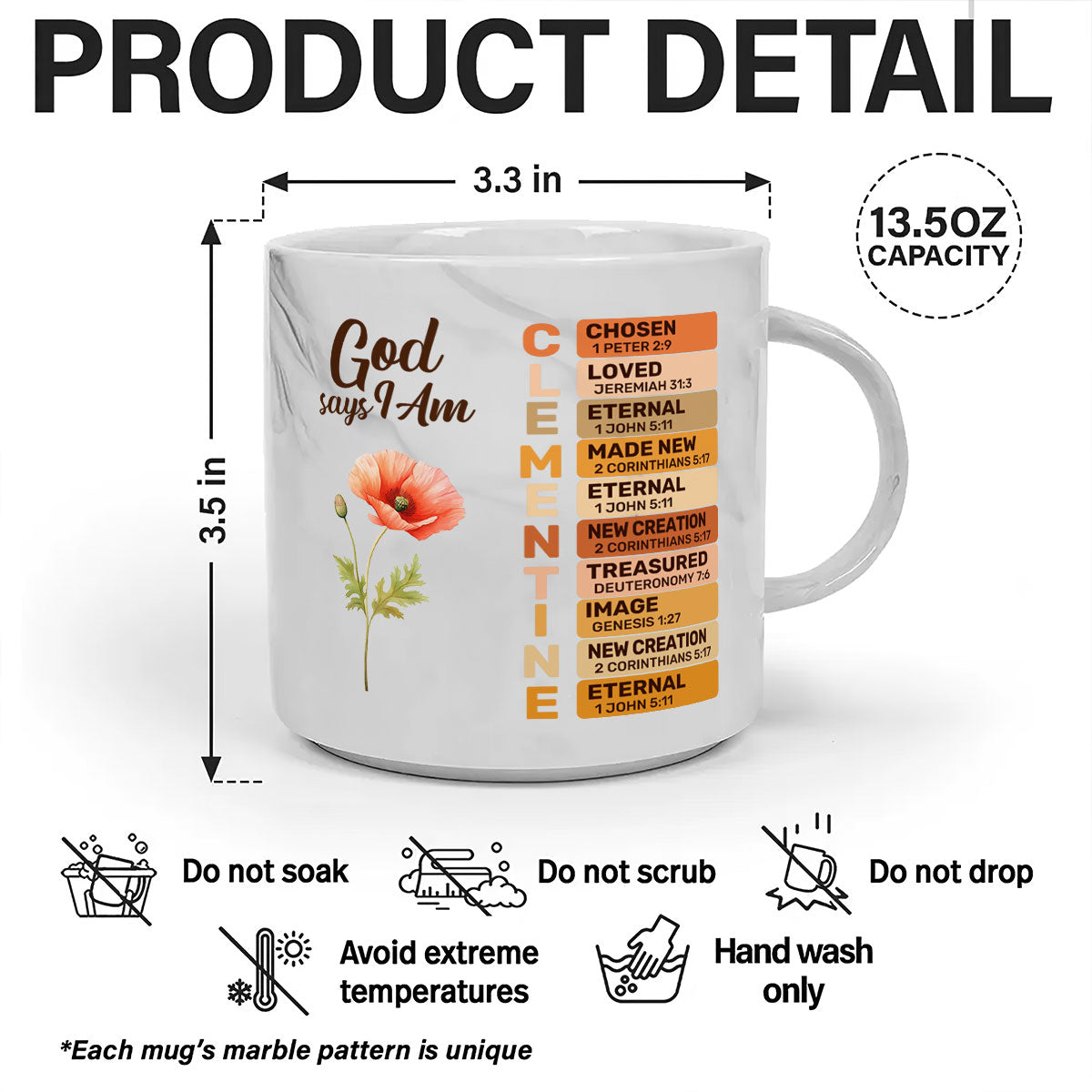 God Says I Am | Personalized Marble Mug