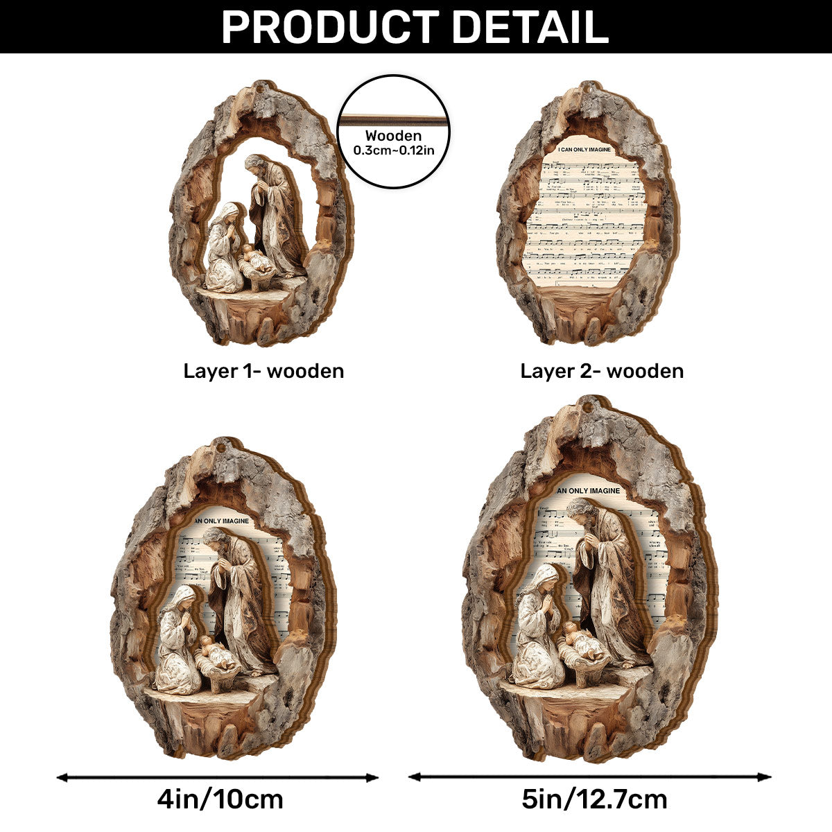 I Can Only Imagine Nativity | 2-Layered Wooden Ornament