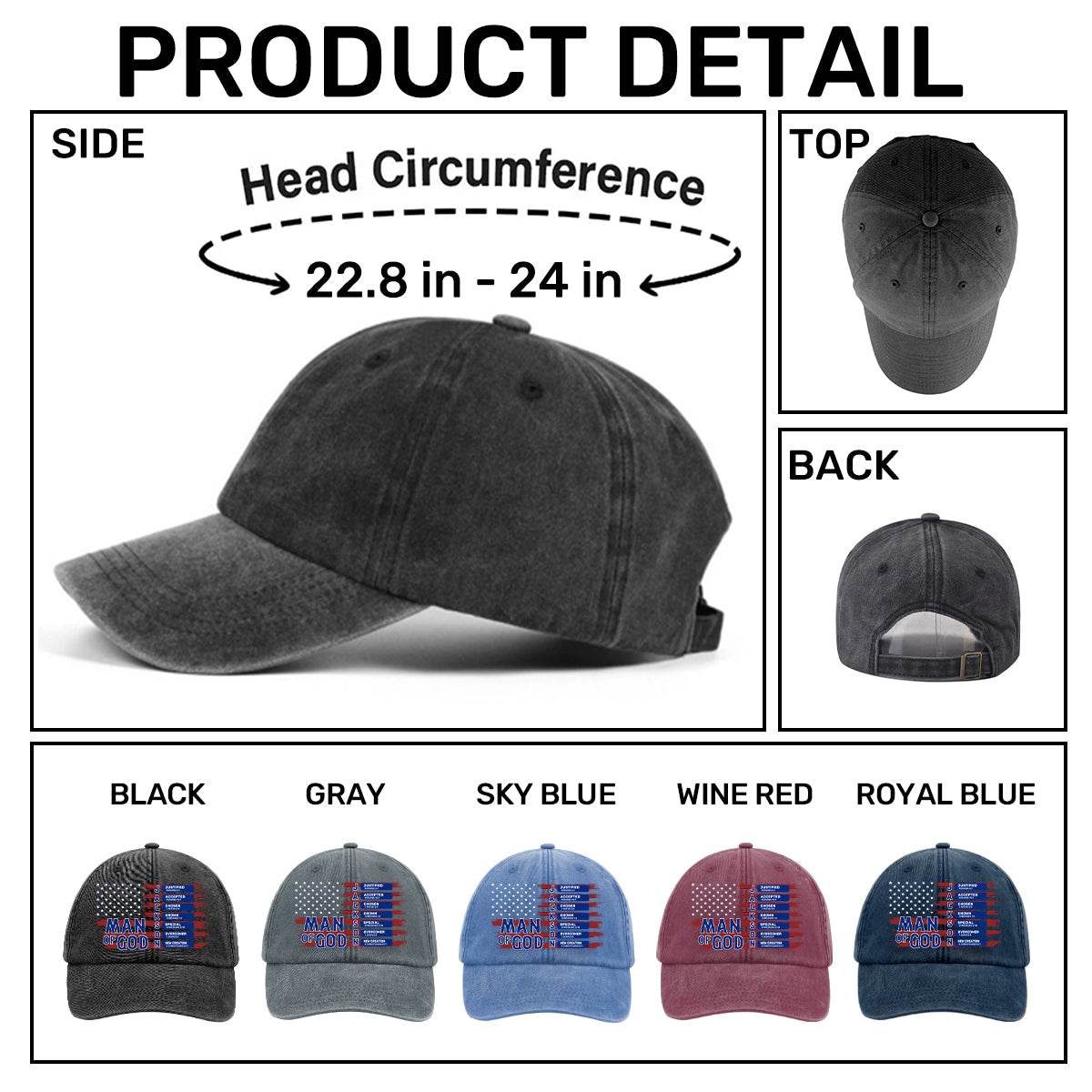 Man Of God | Personalized Vintage Washed Denim Cap