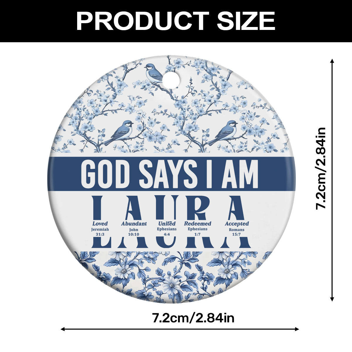 God Says I Am | Personalized Round Shaped Ceramic Ornament