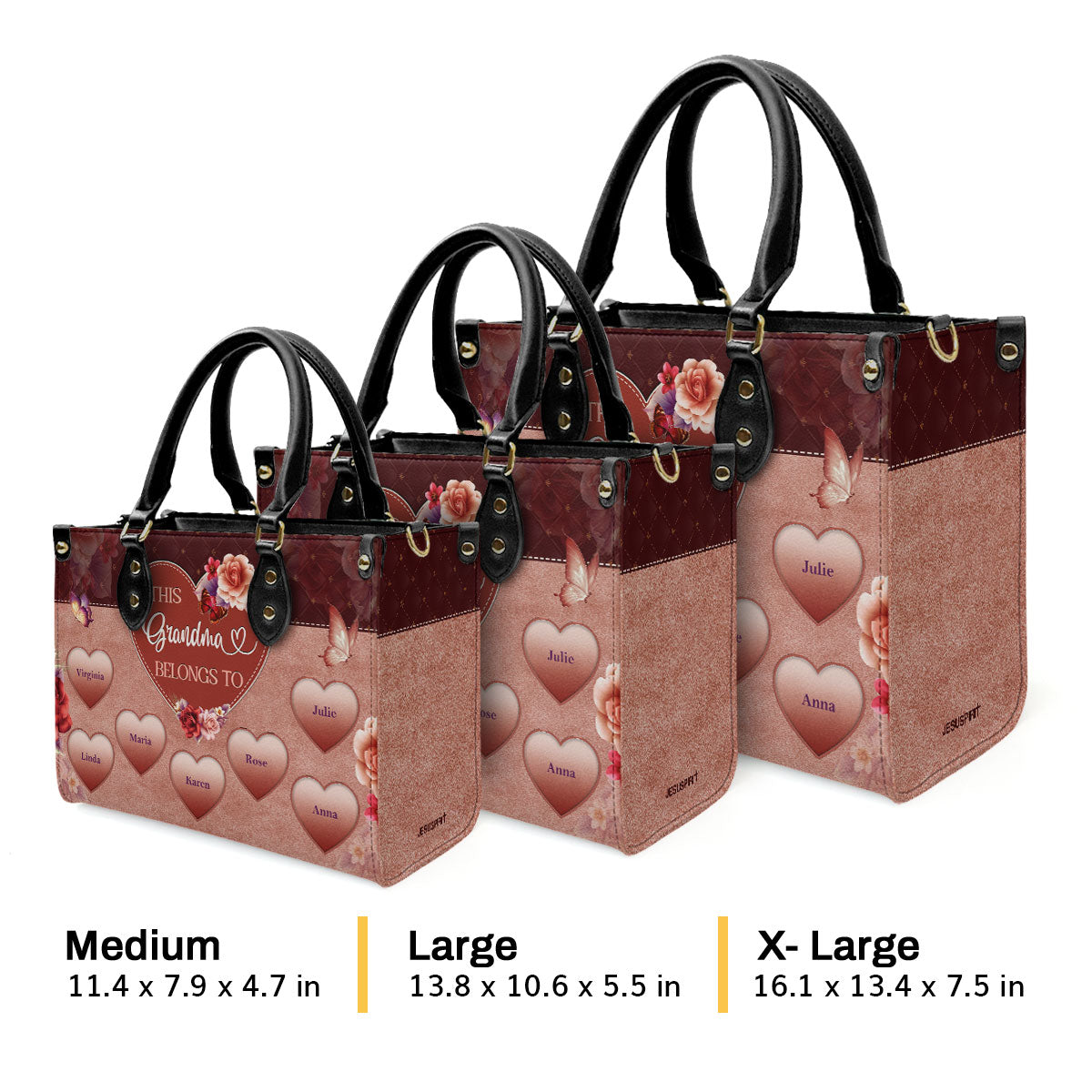 This Mom/Grandma/Nana Belongs To| Personalized Leather Handbag With Zipper LHBM800