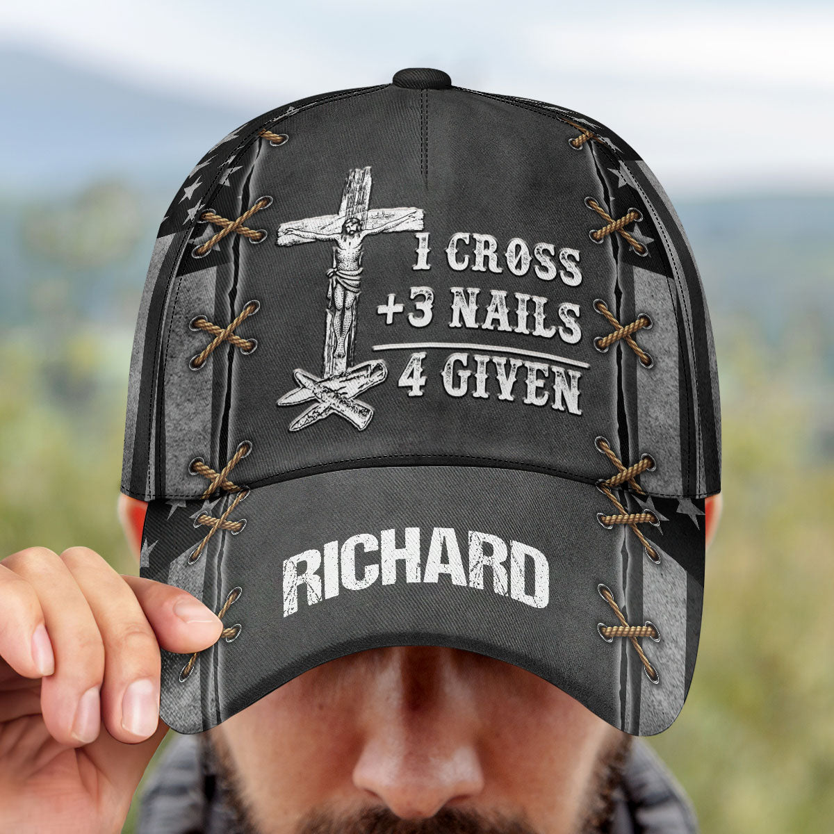 1 Cross 3 Nails 4 Given | Personalized Classic Cap