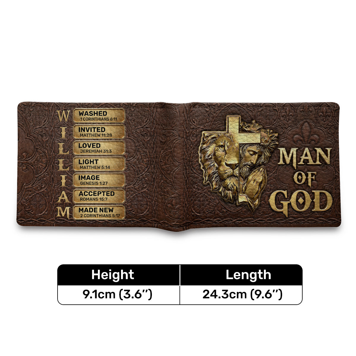Man Of God | Personalized Leather Folded Wallet