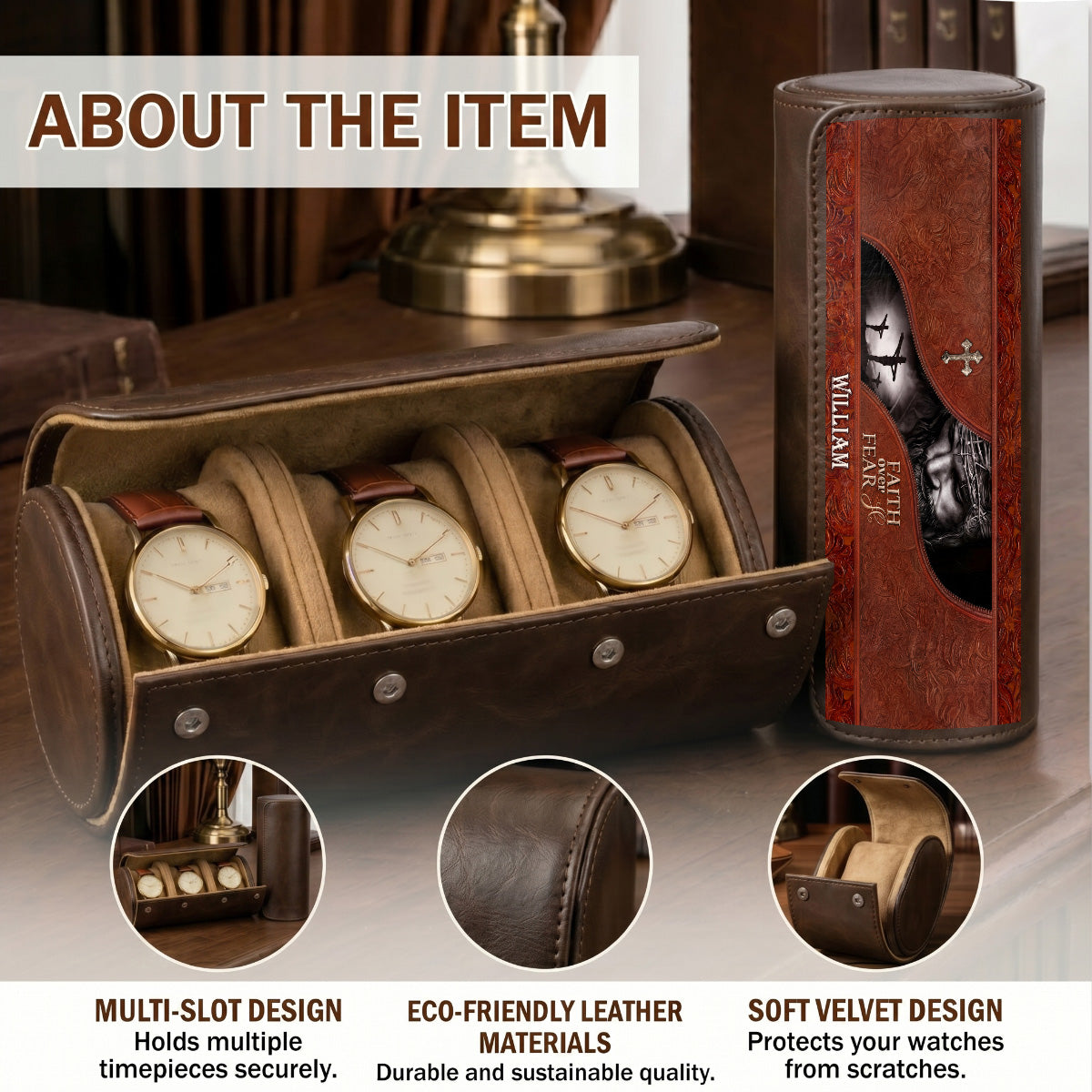 Faith Over Fear | Personalized Leather Watch Case