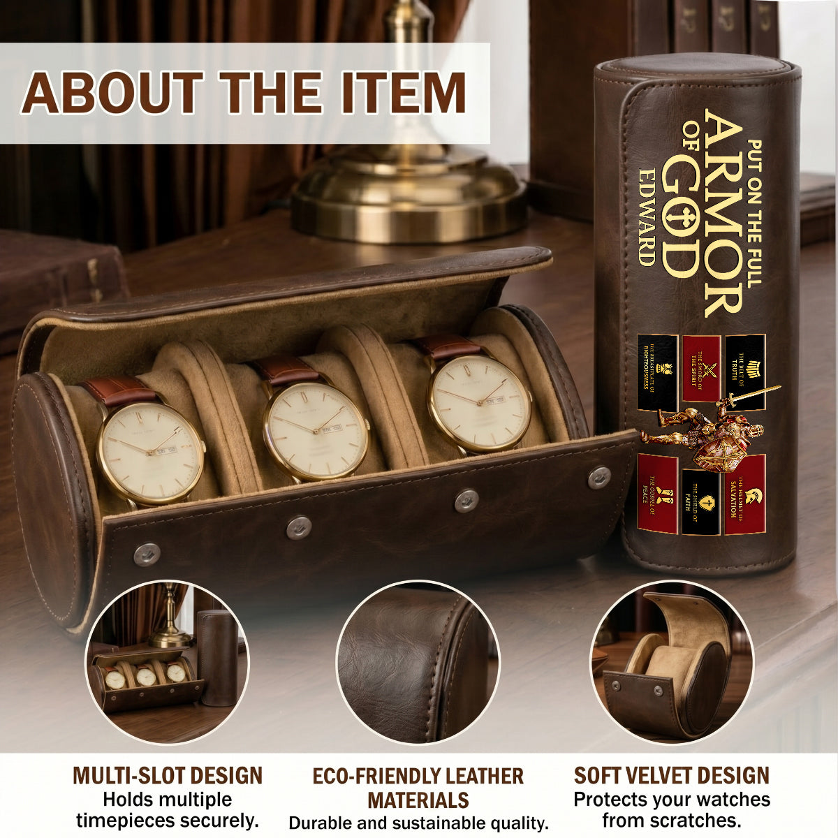 Put On The Full Armor Of God | Personalized Leather Watch Case