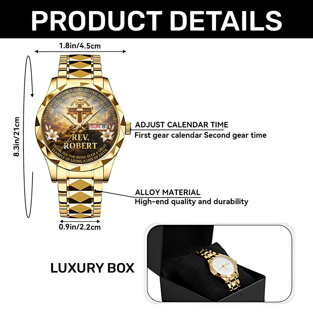 A Truly Great Pastor | Personalized Men's Wrist Watch
