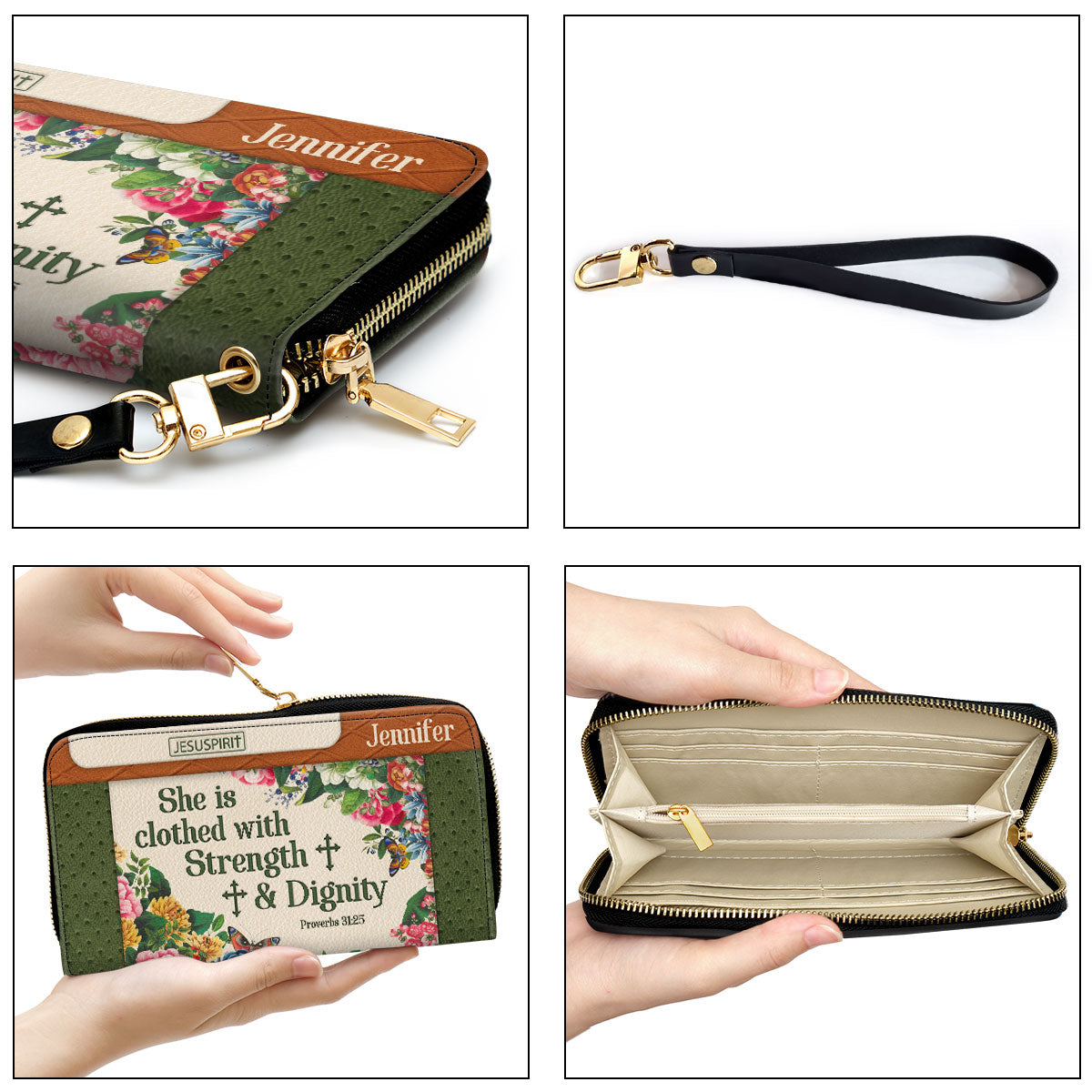 She Is Clothed With Strength And Dignity - Adorable Personalized Christian Clutch Purse NUHN307