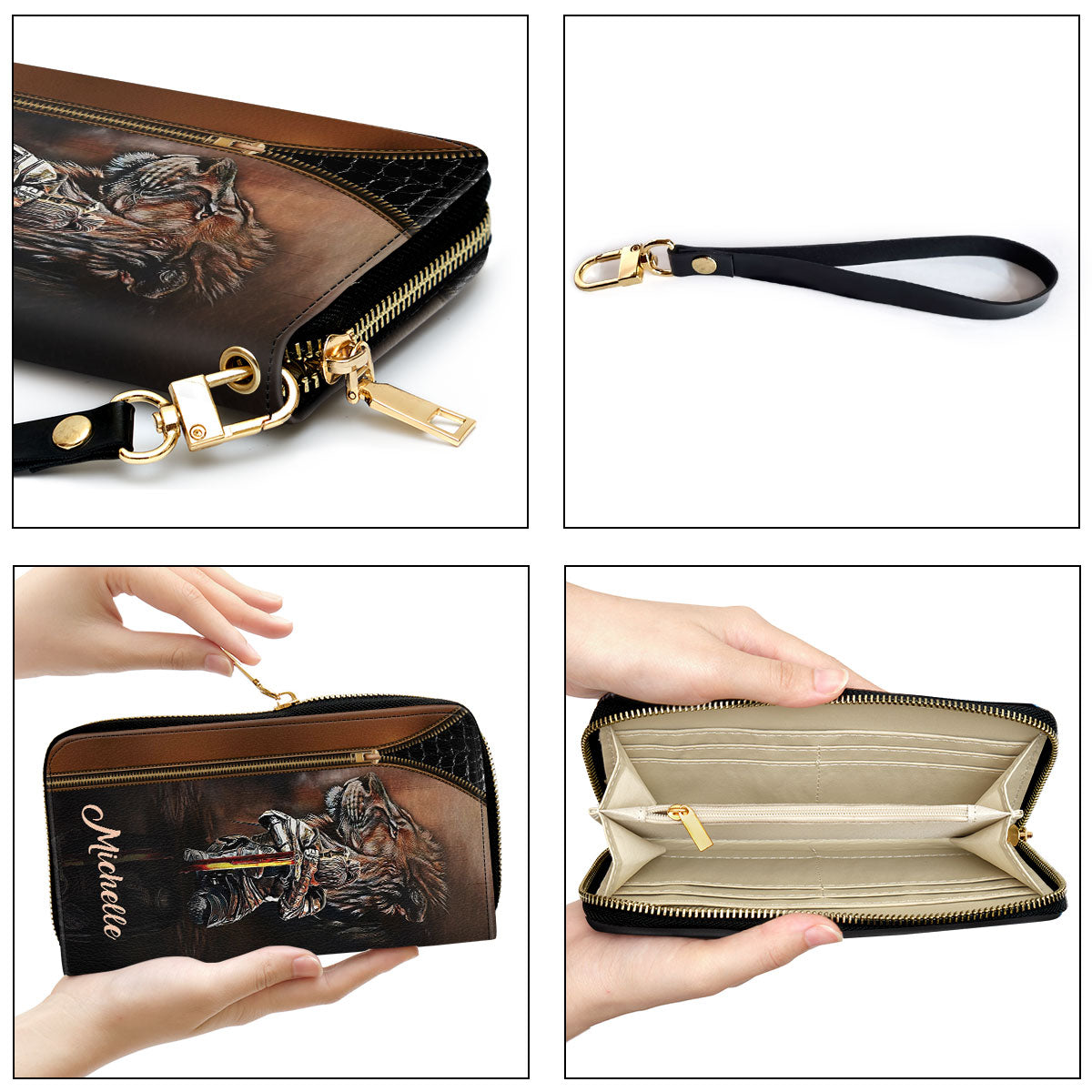 Jesuspirit | Spiritual Gift From God For Christian Women | My Sword Is The Word Of God | Personalized Zippered Leather Clutch Purse NUM396C