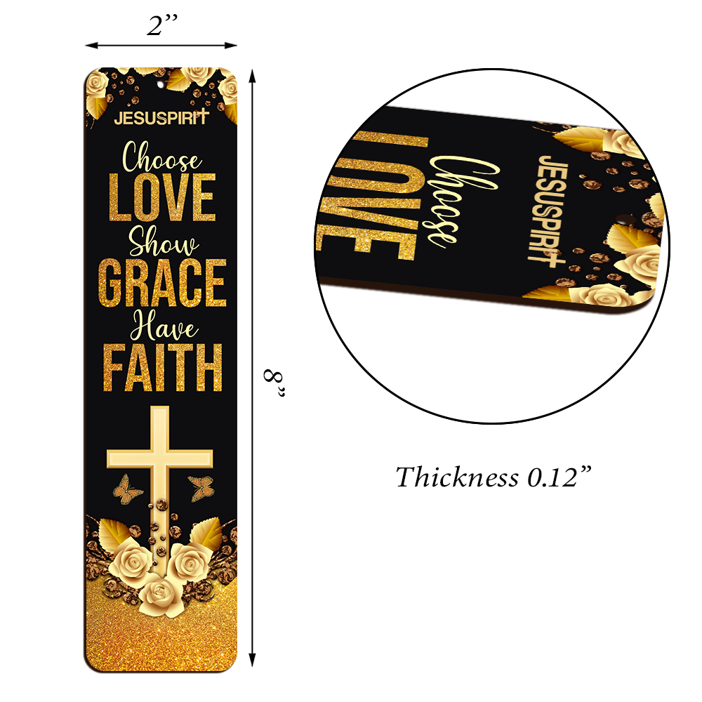 Choose Love, Show Grace, Have Faith - Personalized Wooden Bookmarks BM28