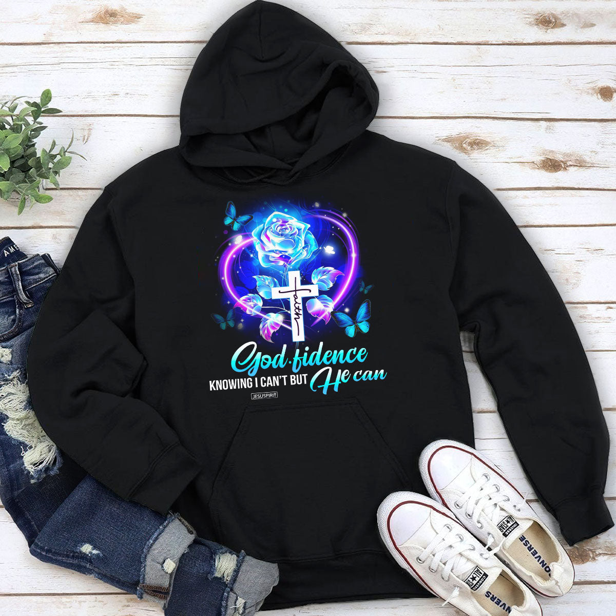Special Christian Unisex Hoodie - Godfidence Knowing I Can't But He Can NUH400