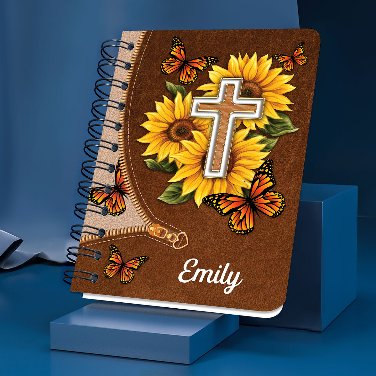 I Will Be Glad And Rejoice In You - Stunning Personalized Sunflower Spiral Journal NUH297