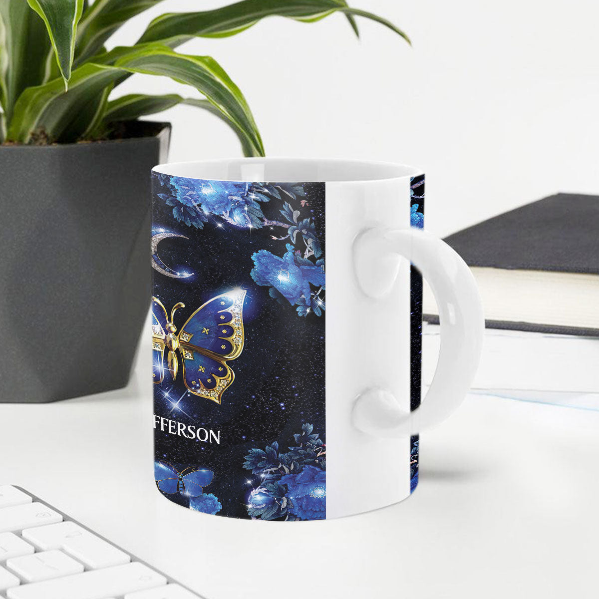 Beautiful Personalized White Ceramic Mug - Be Strong And Courageous NM143B