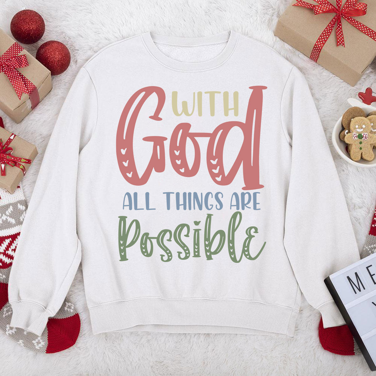 Awesome Christian Unisex Sweatshirt - All Things Are Possible With God HAP02