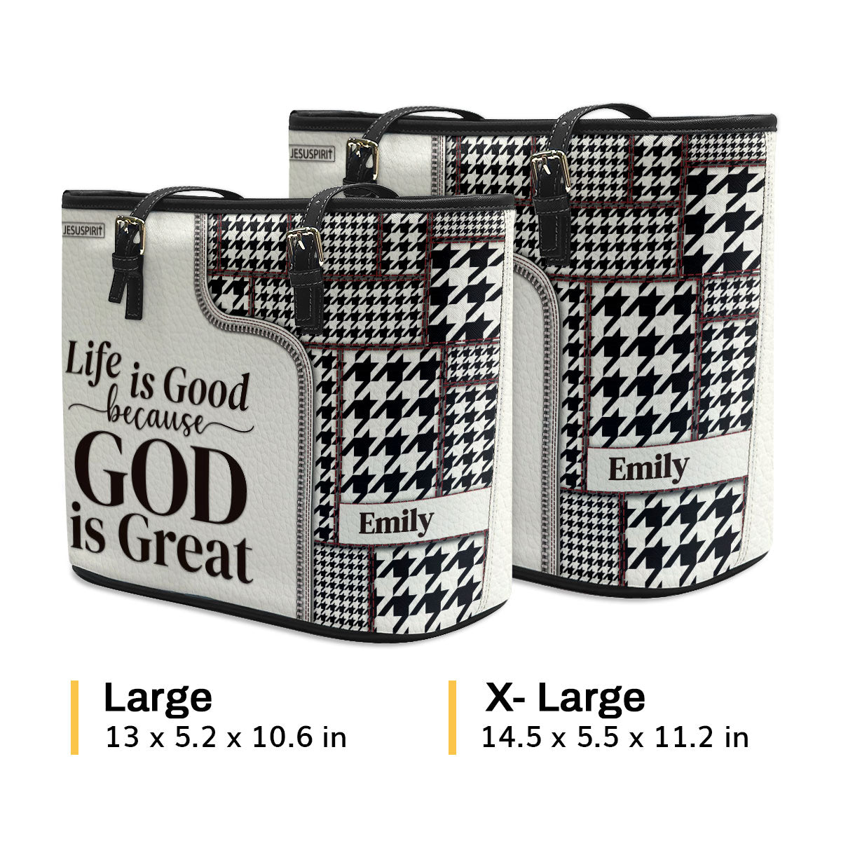 Must-Have Large Leather Tote Bag - Life Is Good Because God Is Great HIHN274