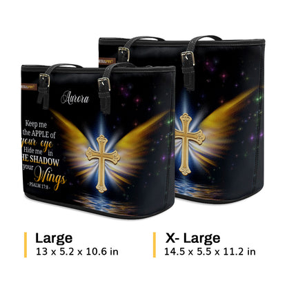Jesuspirit | Hide Me In The Shadow Of Your Wings | Psalm 17:8 | Christ Gifts For Religious Women Personalized Large Leather Tote Bag With Long Strap LLTBH779