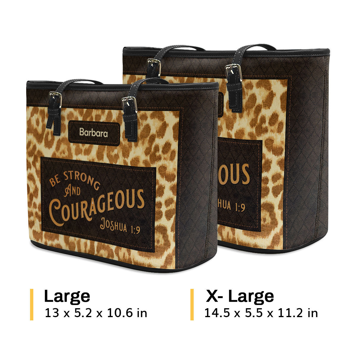 Jesuspirit | Be Strong And Courageous | Joshua 1:9 | Spiritual Christian Inspirational Gift | Personalized Large Leather Tote Bag LLTBHN803