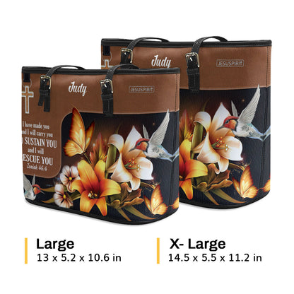 I Have Made You And I Will Carry You - Personalized Large Leather Tote Bag NUH294