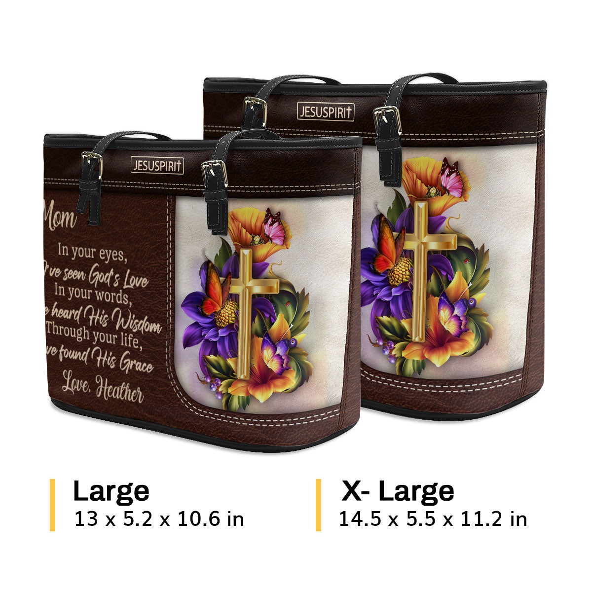 In Your Words, I?ve Heard His Wisdom - Sweet Personalized Large Leather Tote Bag NUHN370