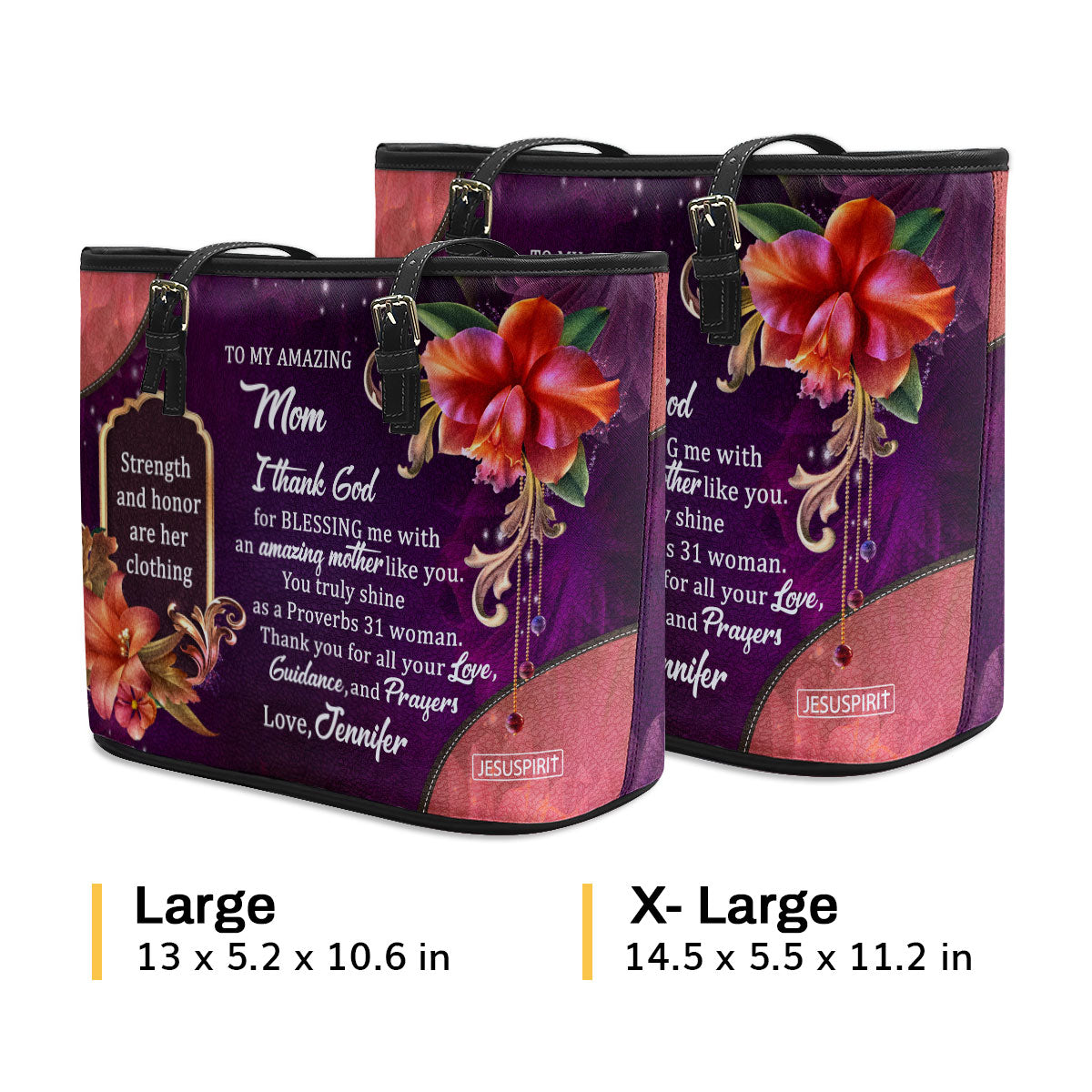 Personalized Large Leather Tote Bag - Thank You For All Your Love, Guidance, And Prayers NUM384
