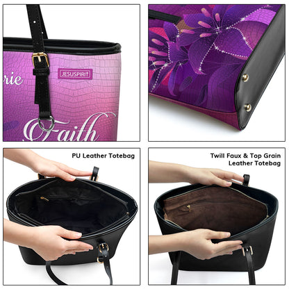 Faith, Hope, Love - Special Personalized Large Leather Tote Bag H07