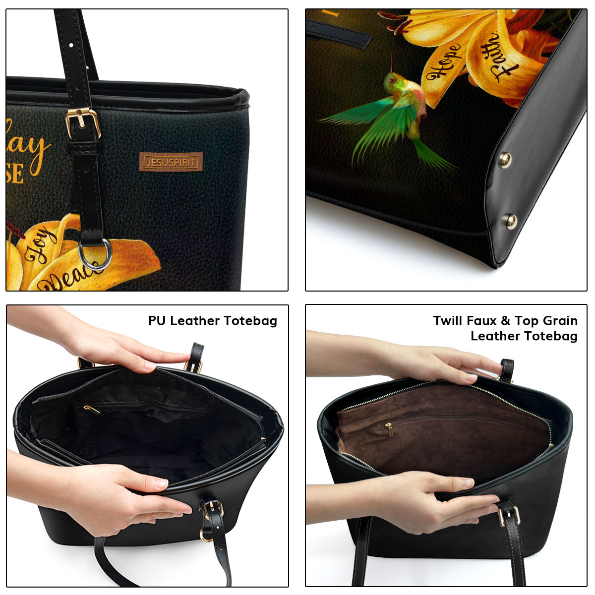 Lovely Personalized Large Leather Tote Bag - Today I Choose Love H15