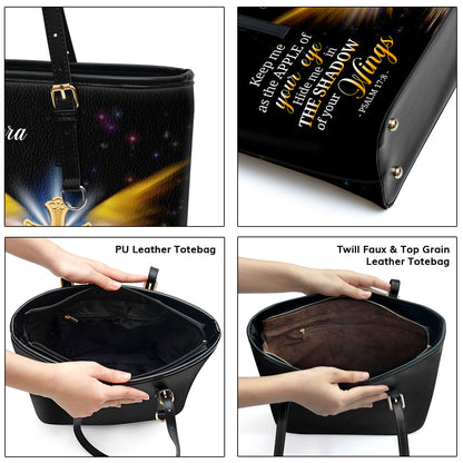 Jesuspirit | Hide Me In The Shadow Of Your Wings | Psalm 17:8 | Christ Gifts For Religious Women Personalized Large Leather Tote Bag With Long Strap LLTBH779