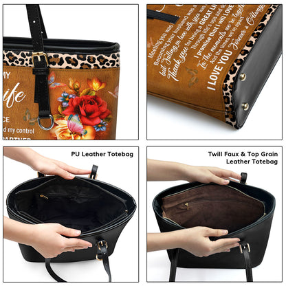 Meeting You Was  Fate - Meaningful Personalized Large Leather Tote Bag NUH268