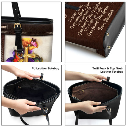 In Your Words, I?ve Heard His Wisdom - Sweet Personalized Large Leather Tote Bag NUHN370