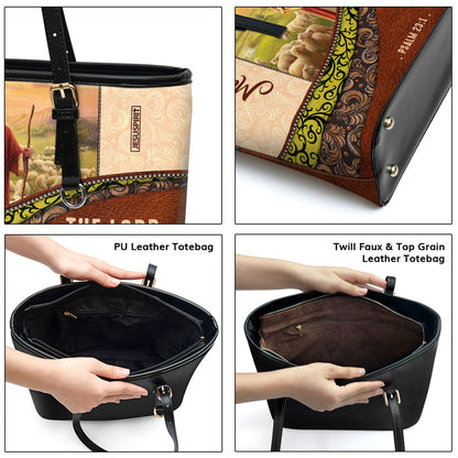 The Lord Is My Shepherd, I Shall Not Want - Awesome Personalized Large Leather Tote Bag NUM301